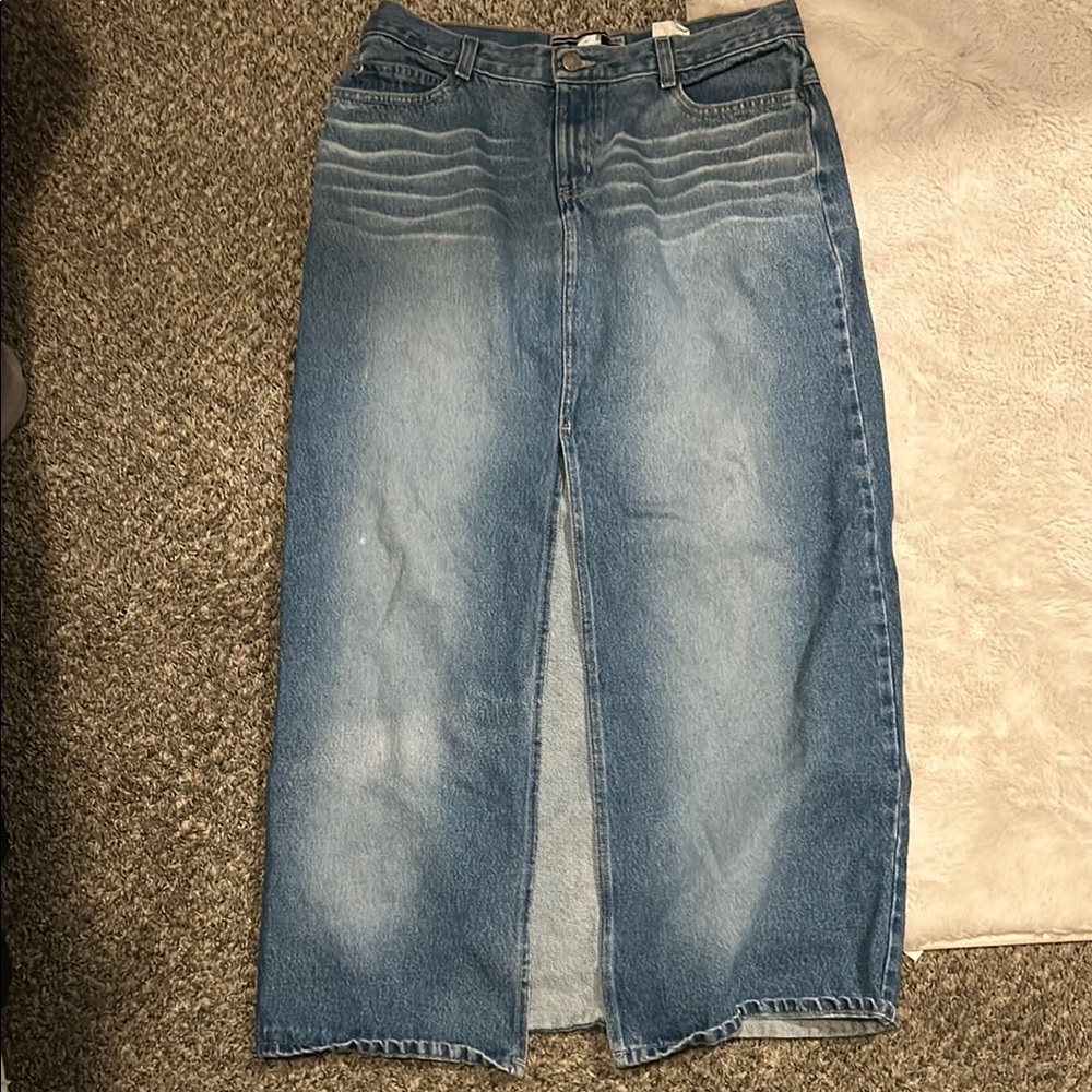 Blue Denim Midi Skirt